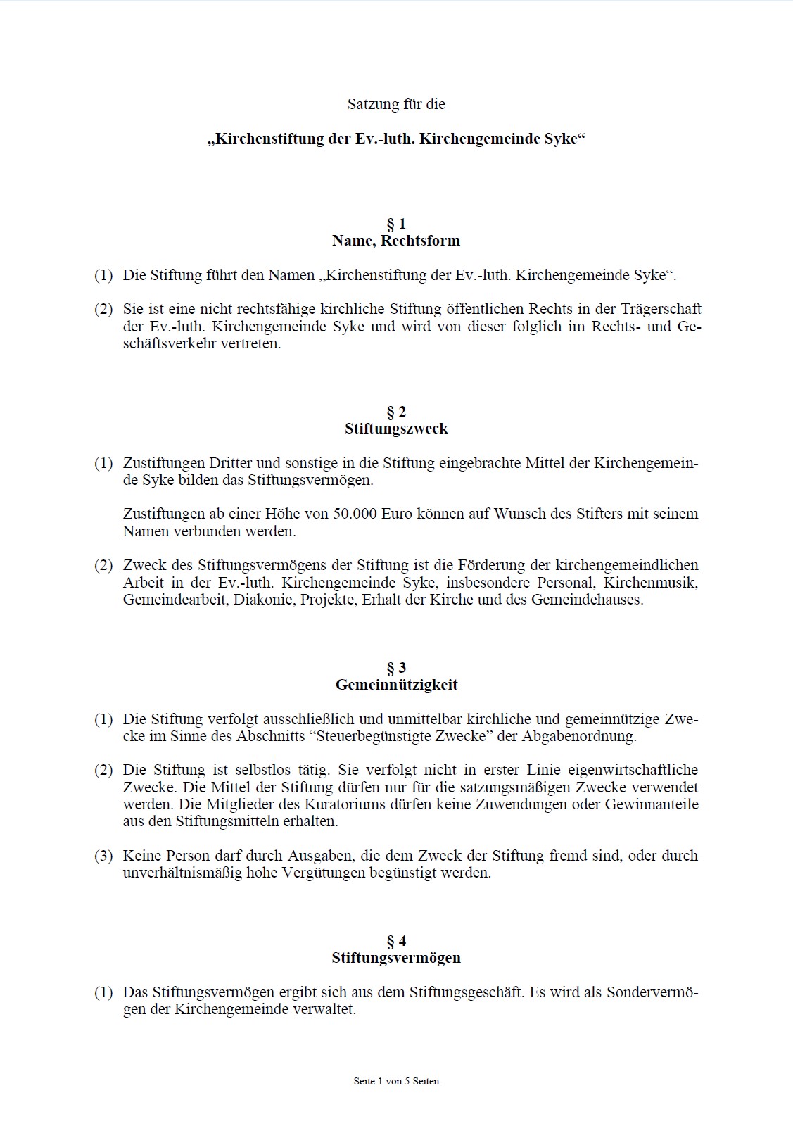 Satzung Kirchenstiftung Syke Image